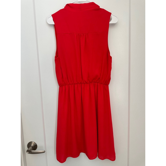 French Grey Rosanna Neck Tie Detail Red Dress - Picture 5 of 6